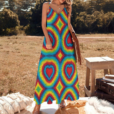 Tie Dye Heart shape Long Maxi Dress