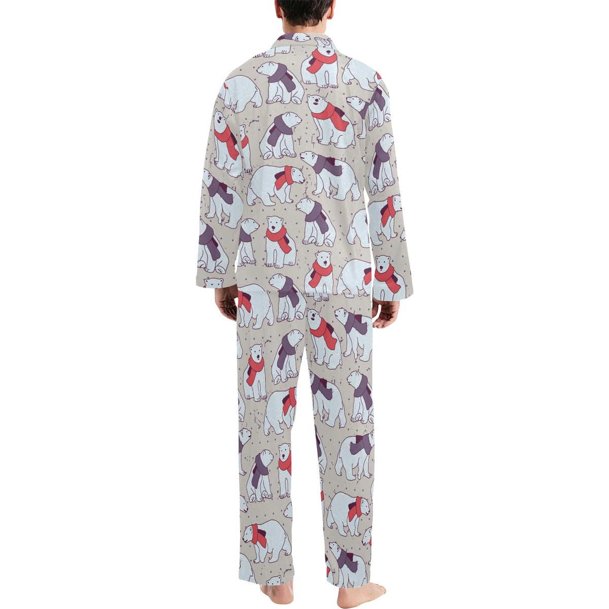 Polar Bear Pattern Print Design PB04 Men's Long Sleeve Pajama Set