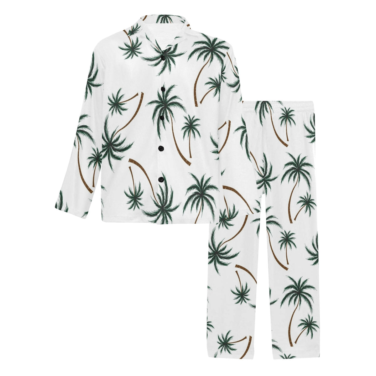 Palm Tree Pattern Print Design PT07 Men's Long Sleeve Pajama Set