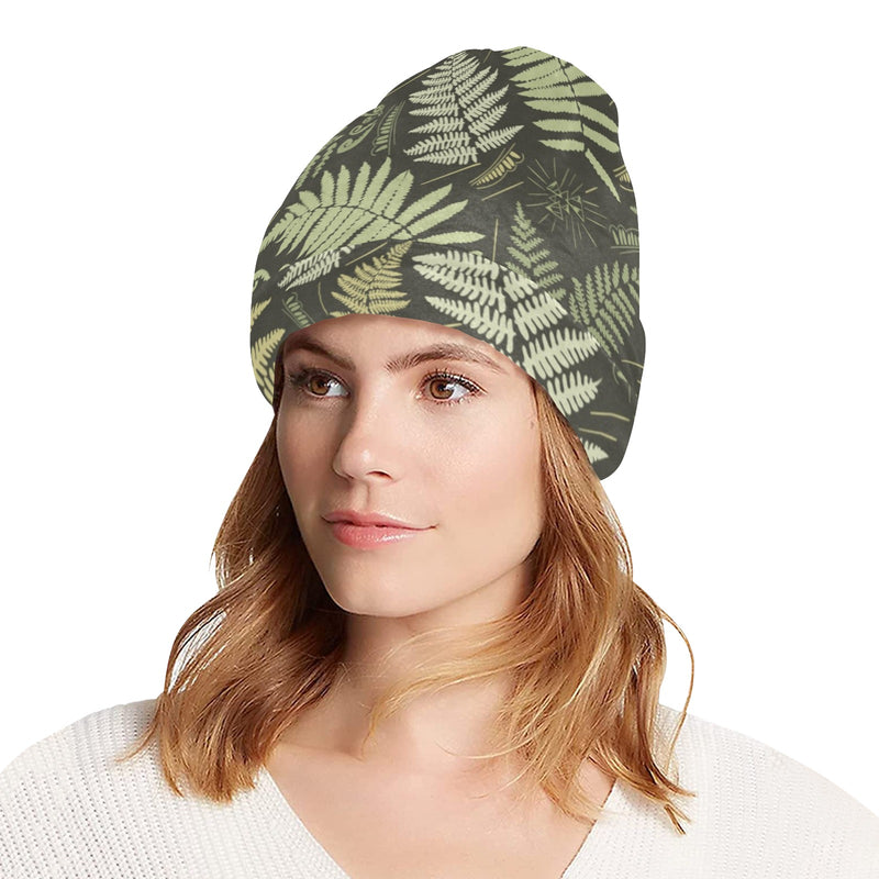 Fern Leave Green Print Pattern Unisex Beanie