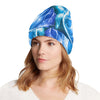 Blue Neon Sea Turtle Print Unisex Beanie