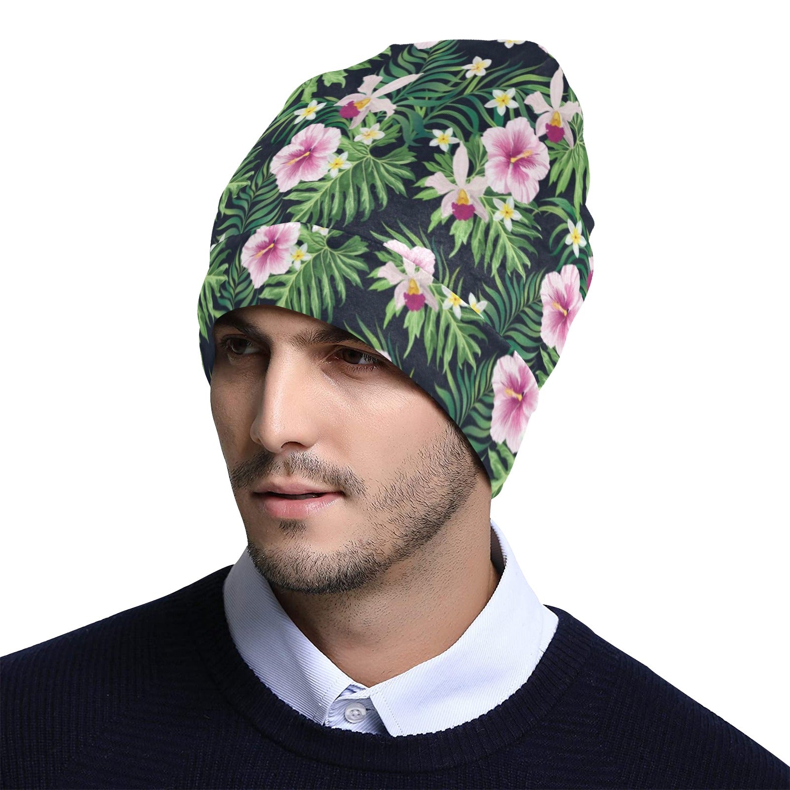 Hibiscus Tropical Print Design LKS309 Unisex Beanie