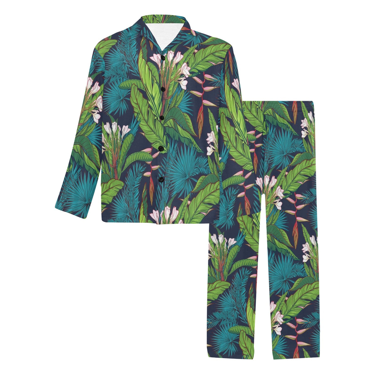 Rainforest Pattern Print Design RF01 Men's Long Sleeve Pajama Set