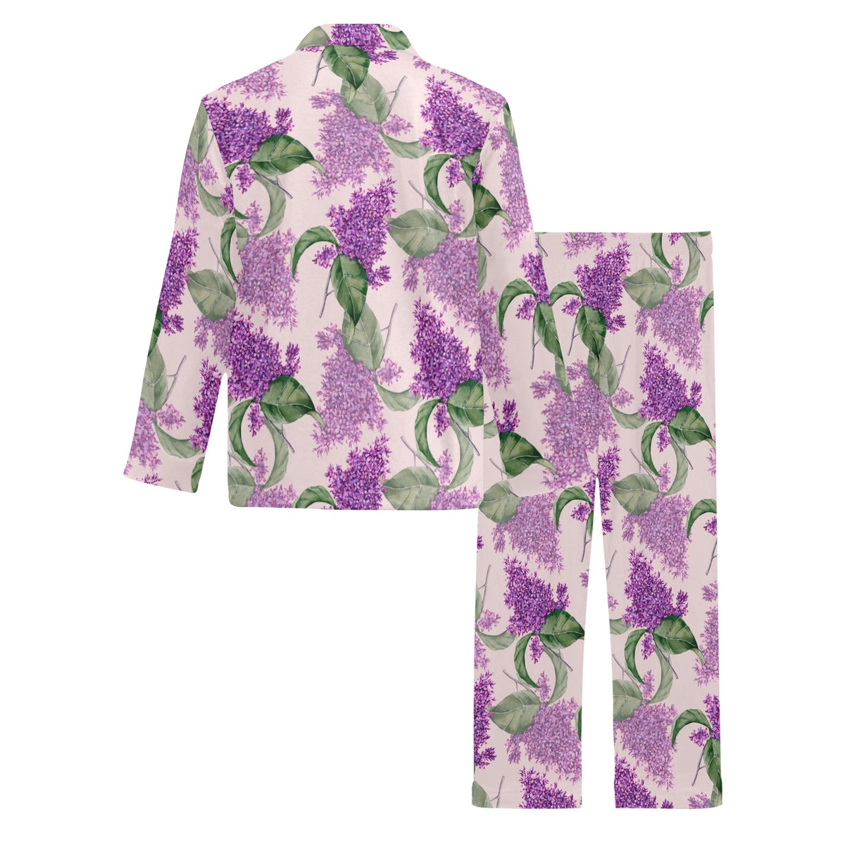 Lilac Pattern Print Design LI02 Men's Long Sleeve Pajama Set