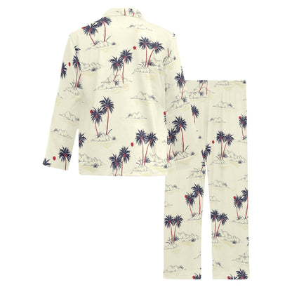 Palm Tree Pattern Print Design PT08 Men's Long Sleeve Pajama Set