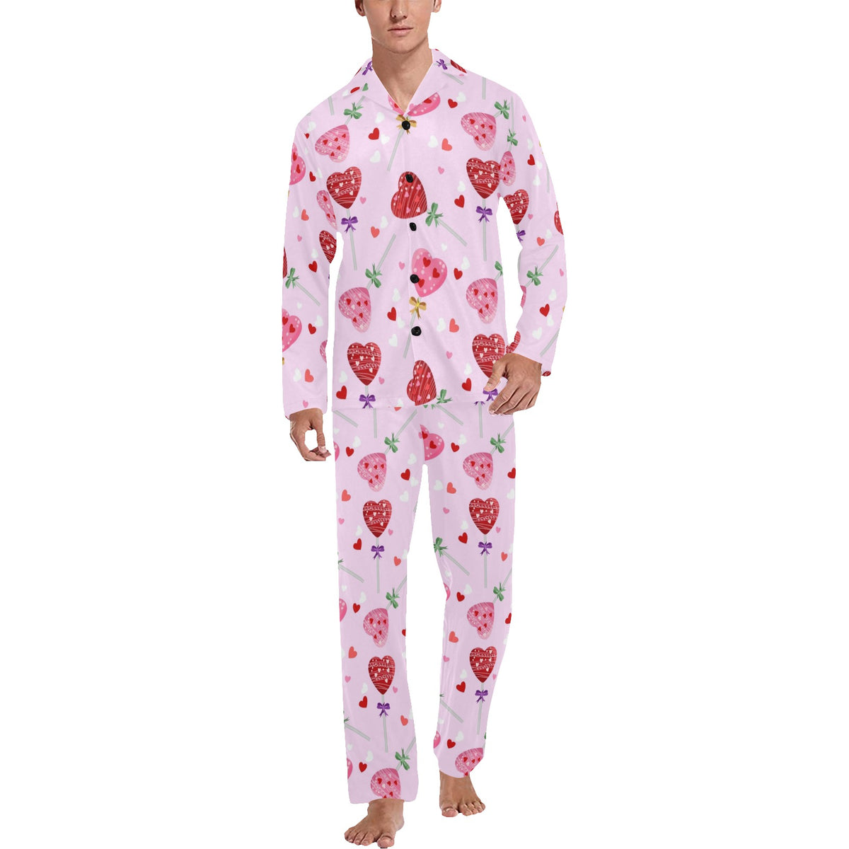 Lollipop Pattern Print Design LL07 Men's Long Sleeve Pajama Set