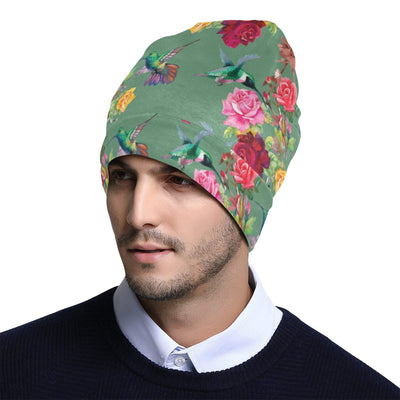 Hummingbird with Rose Themed Print Unisex Beanie