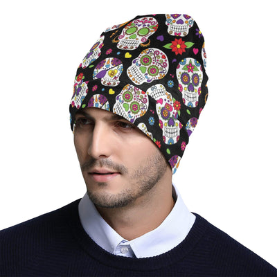 Sugar Skull Print Design LKS302 Unisex Beanie