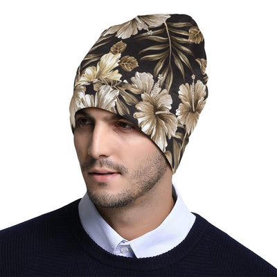 Brown Hibiscus Tropical Unisex Beanie