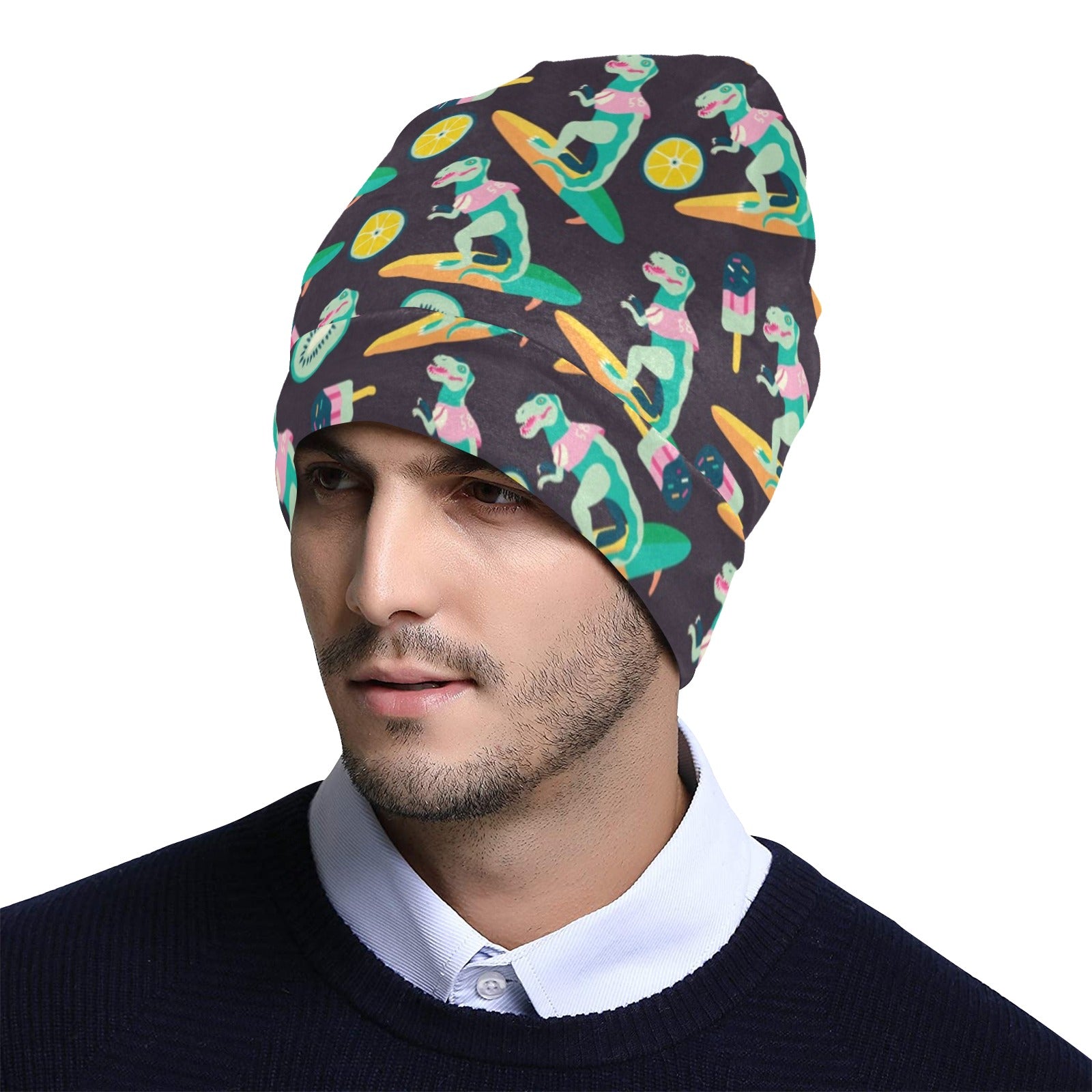 Surfboard T Rex Print Design LKS301 Unisex Beanie