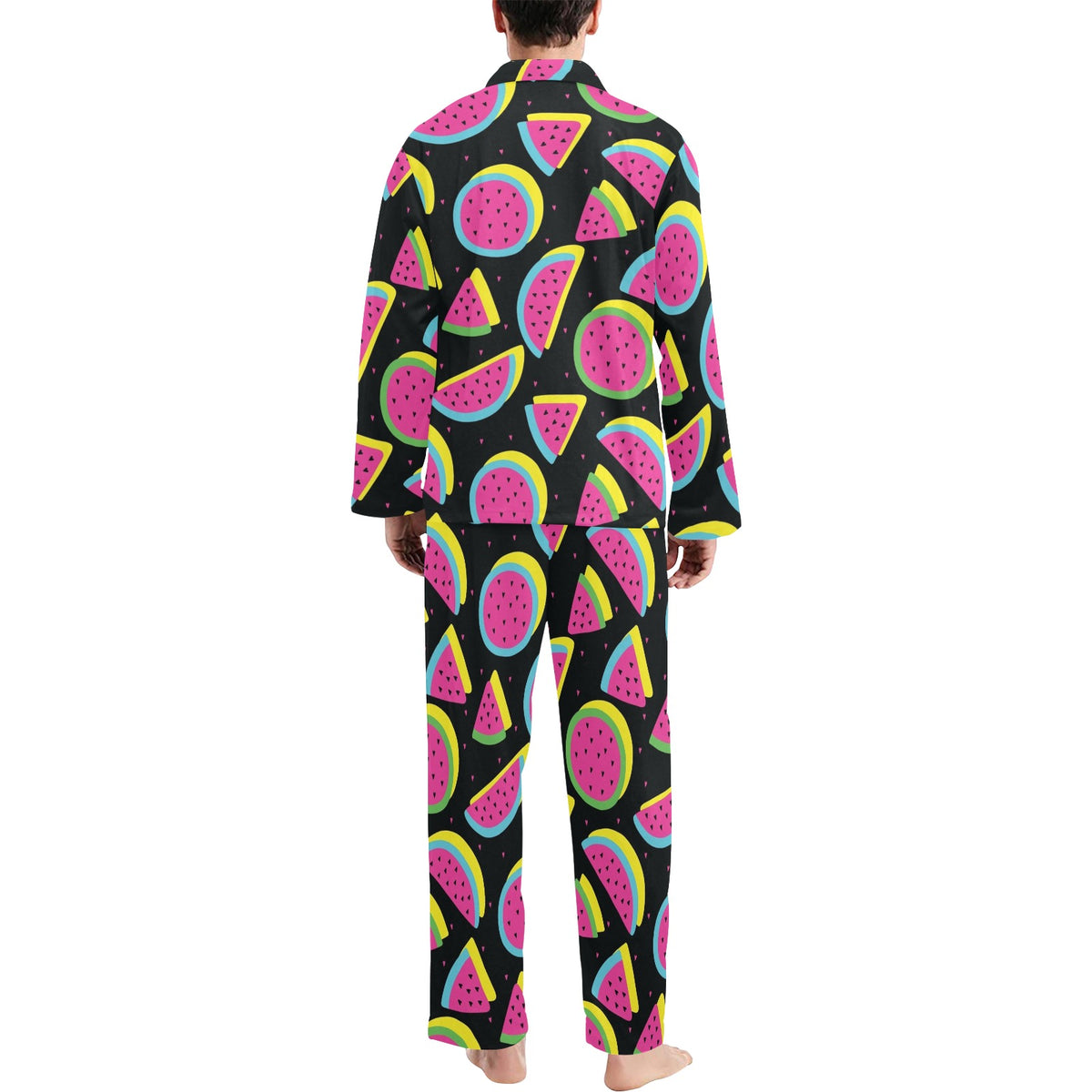 Watermelon Pattern Print Design WM07 Men's Long Sleeve Pajama Set