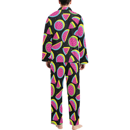 Watermelon Pattern Print Design WM07 Men's Long Sleeve Pajama Set