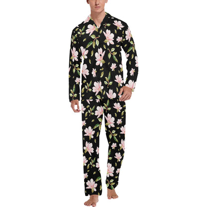Magnolia Pattern Print Design MAG01 Men's Long Sleeve Pajama Set