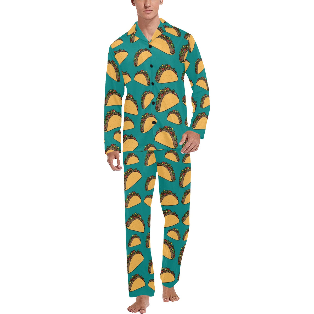 Taco Pattern Print Design TC07 Men's Long Sleeve Pajama Set