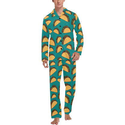 Taco Pattern Print Design TC07 Men's Long Sleeve Pajama Set