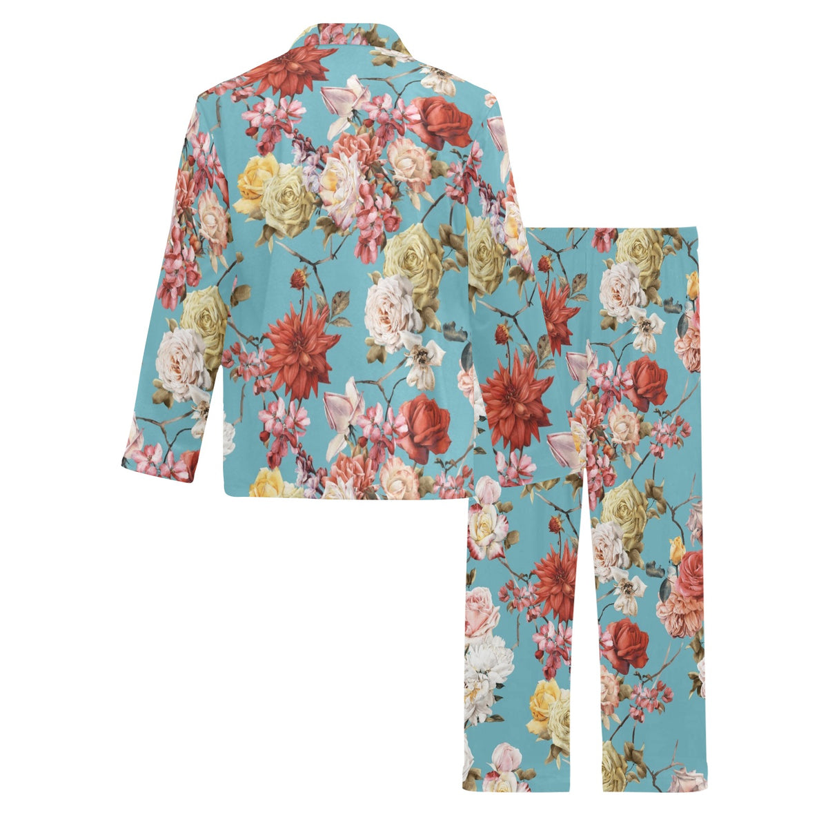 Summer Floral Pattern Print Design SF05 Men's Long Sleeve Pajama Set