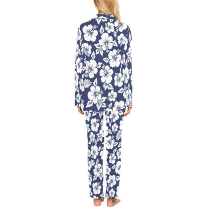 Hibiscus Pattern Print Design HB012 Women's Long Sleeve Pajama Set