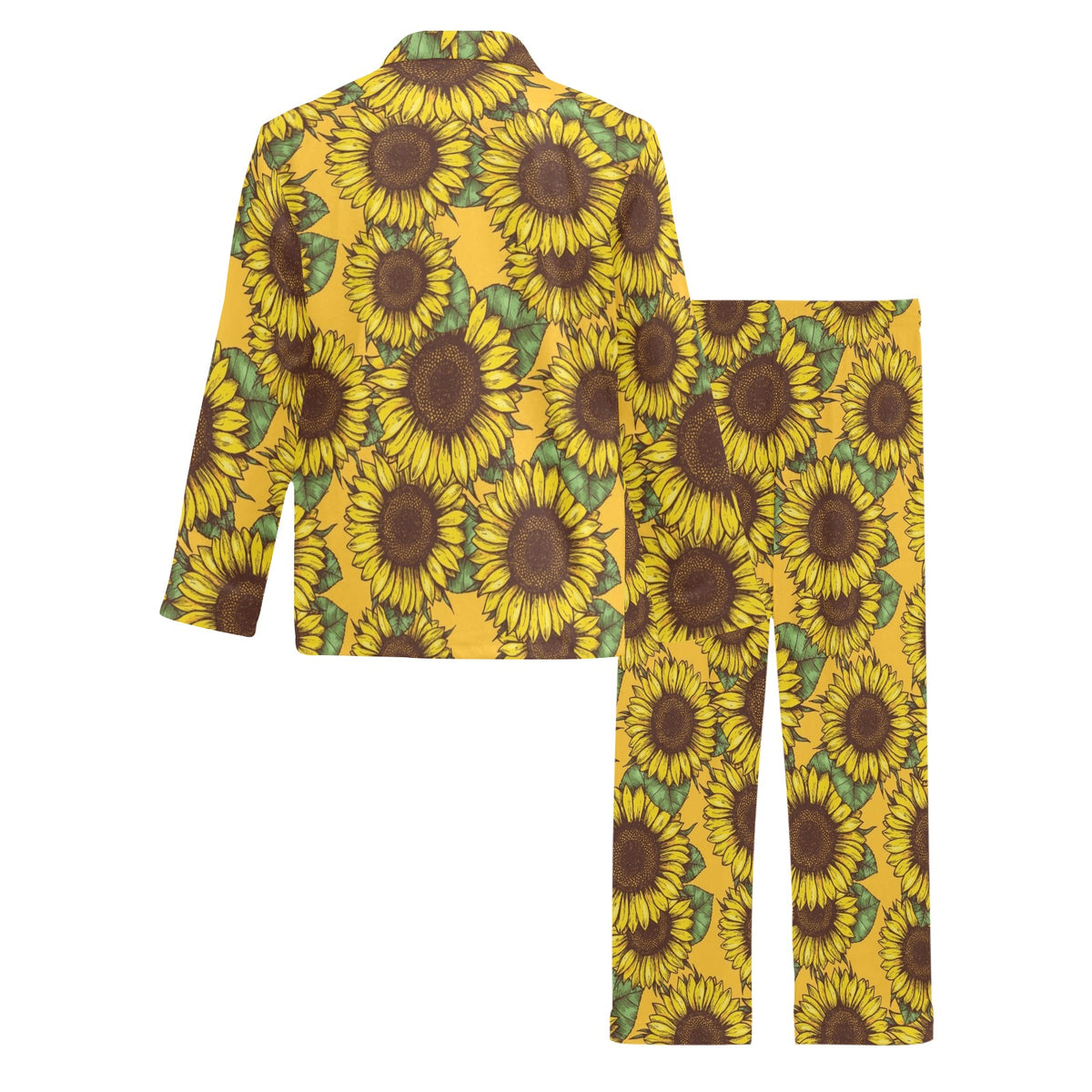 Sunflower Pattern Print Design SF04 Men's Long Sleeve Pajama Set
