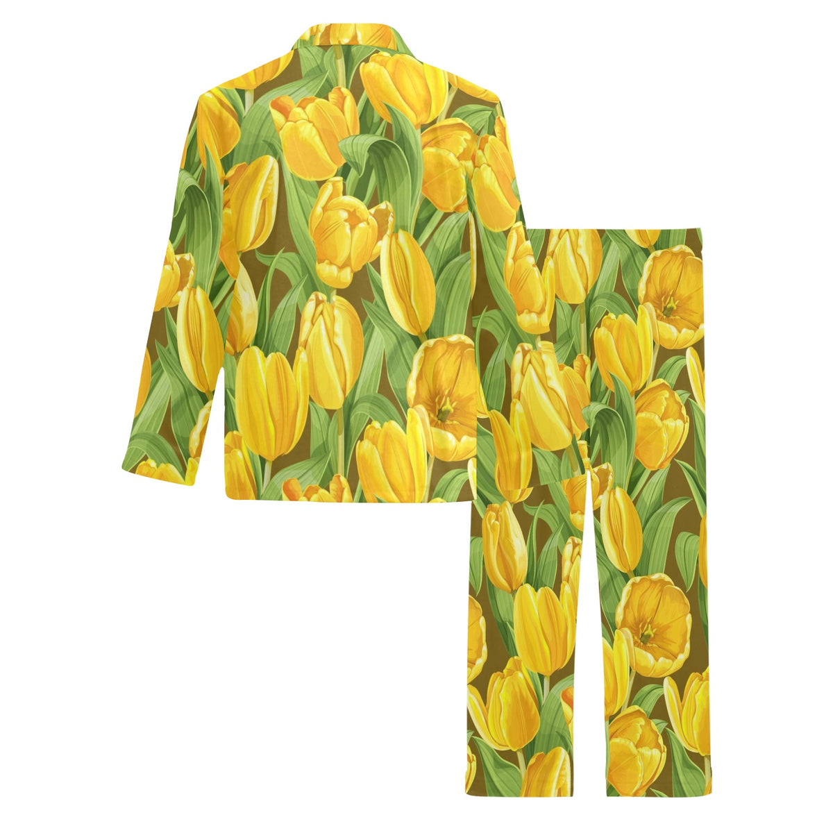 Tulip Yellow Pattern Print Design TP010 Men's Long Sleeve Pajama Set