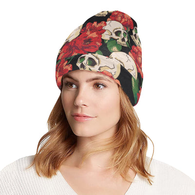 Skull Red Rose Unisex Beanie