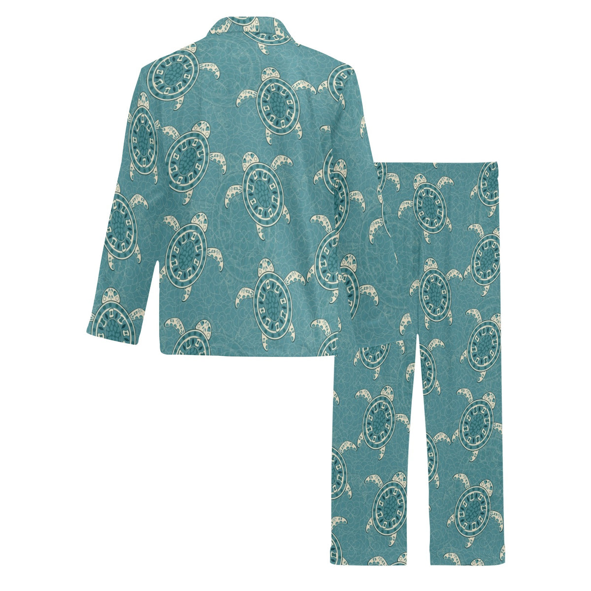 Sea Turtle Pattern Print Design T02 Men's Long Sleeve Pajama Set