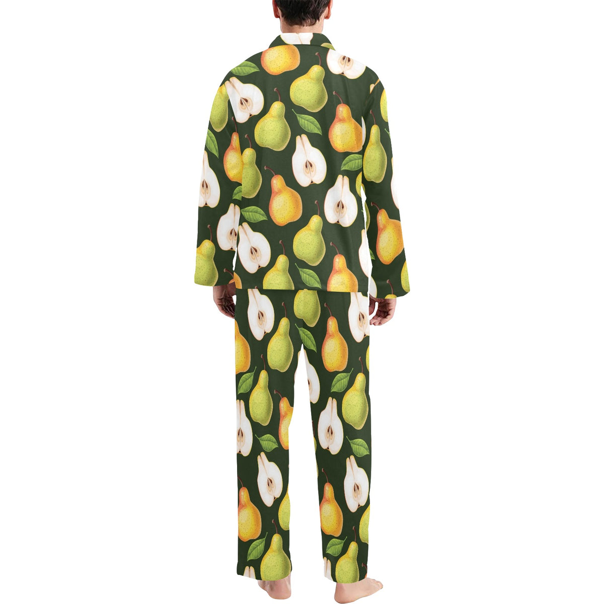Pear Pattern Print Design PE06 Men's Long Sleeve Pajama Set
