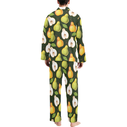 Pear Pattern Print Design PE06 Men's Long Sleeve Pajama Set