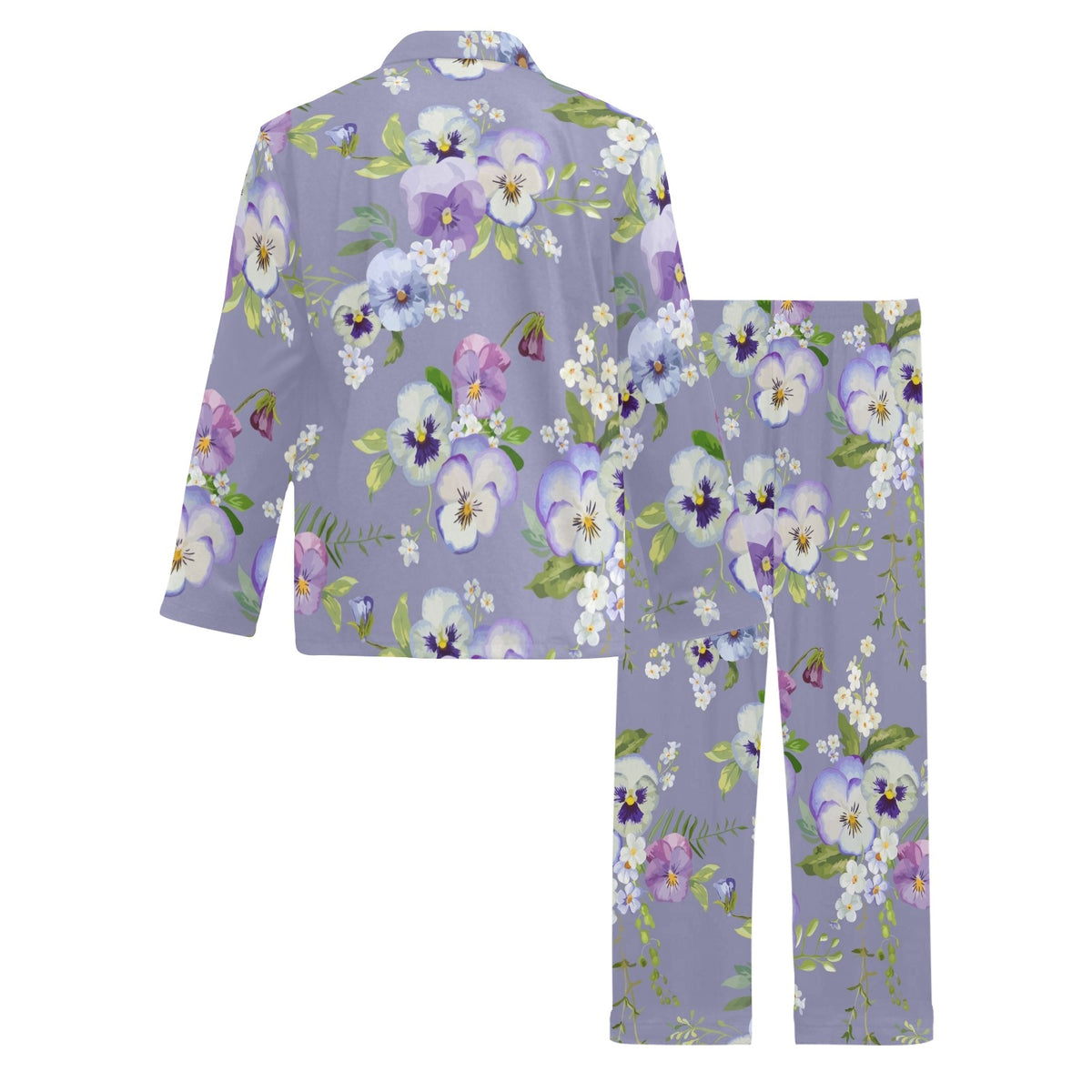 Pansy Pattern Print Design PS05 Men's Long Sleeve Pajama Set