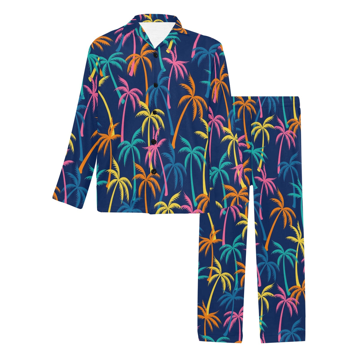 Palm Tree Pattern Print Design PT013 Men's Long Sleeve Pajama Set