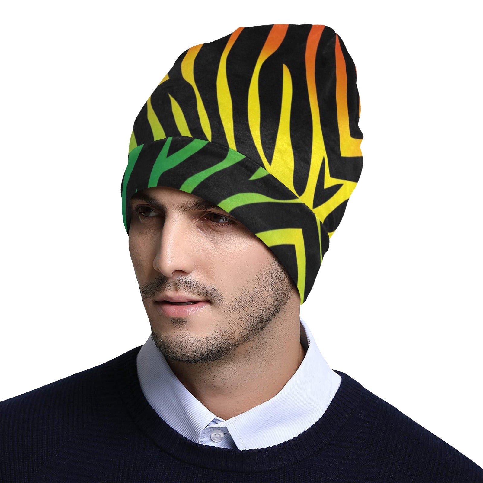 Rainbow Zebra Themed Print Unisex Beanie