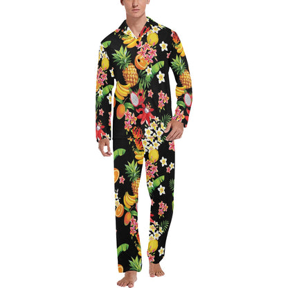 Tropical Fruits Pattern Print Design TF02 Men's Long Sleeve Pajama Set