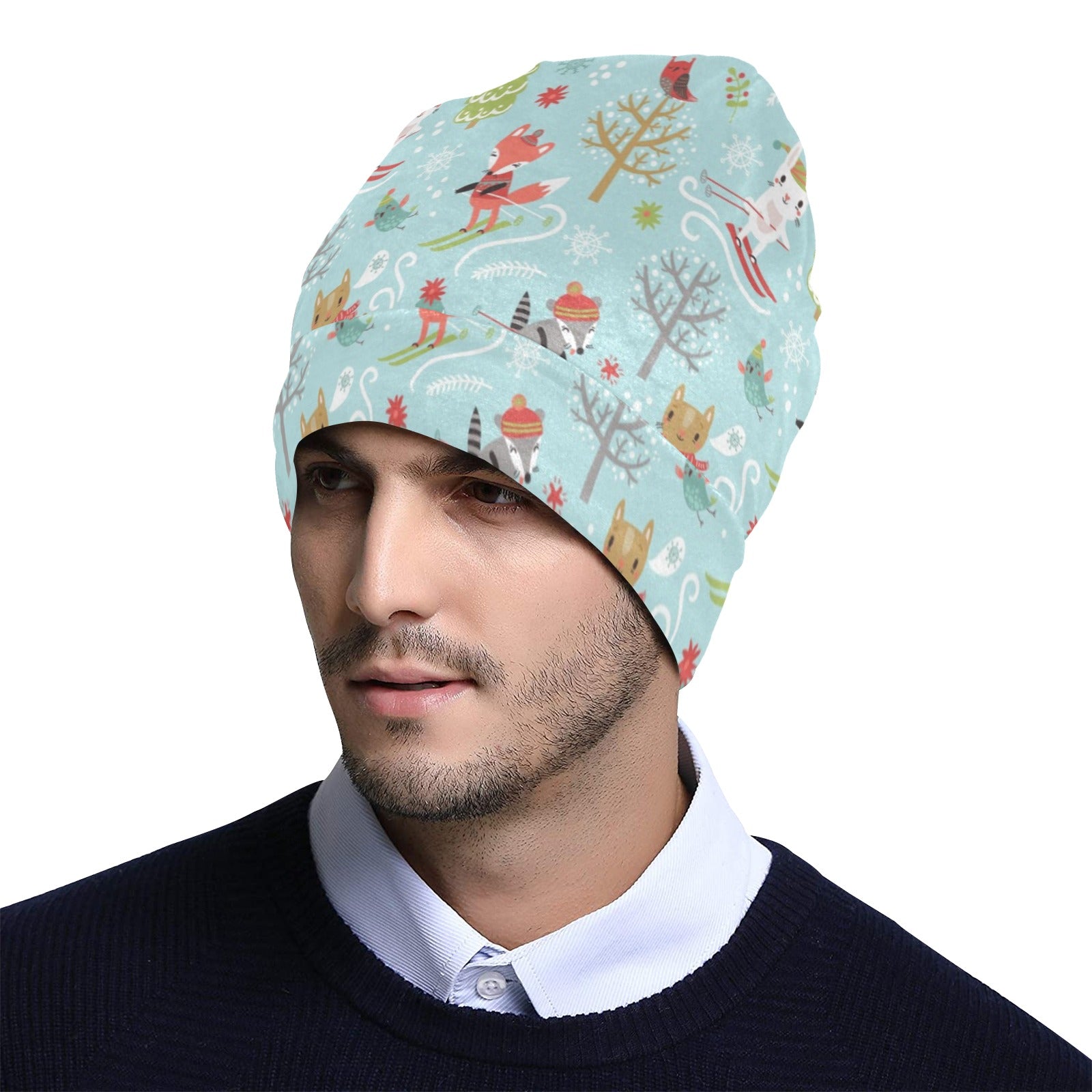 Ski Fox Cute Print Design LKS303 Unisex Beanie