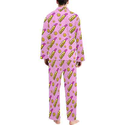 Lipstick Pattern Print Design LT03 Men's Long Sleeve Pajama Set