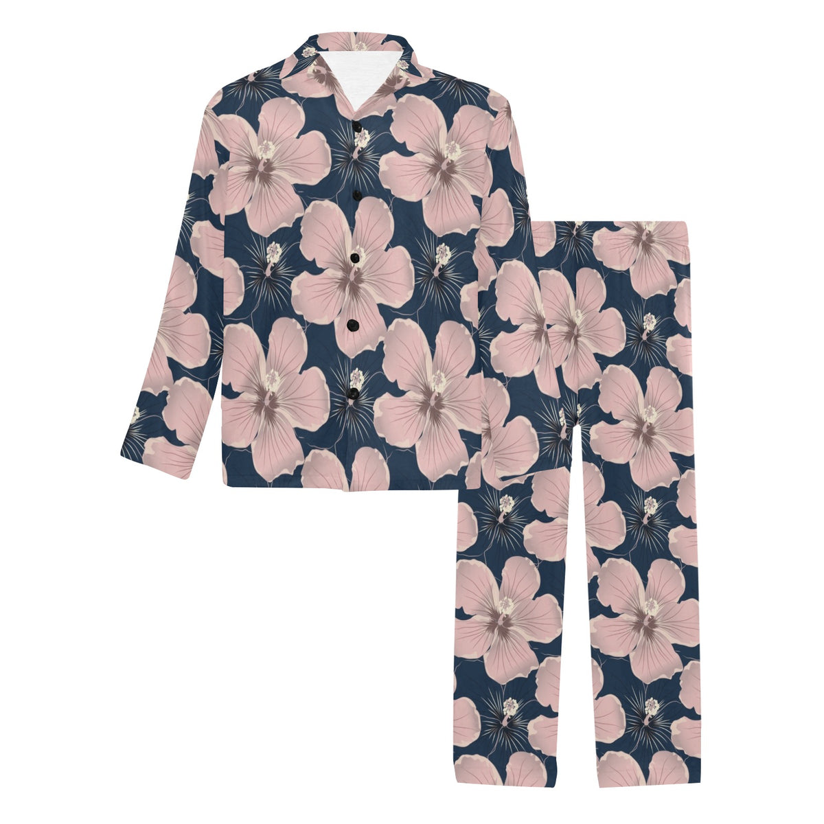 Plumeria Pattern Print Design PM018 Men's Long Sleeve Pajama Set