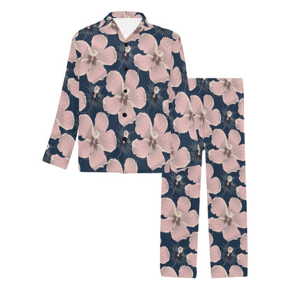 Plumeria Pattern Print Design PM018 Men's Long Sleeve Pajama Set