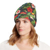 Hibiscus Red With Parrotprint Design LKS303 Unisex Beanie