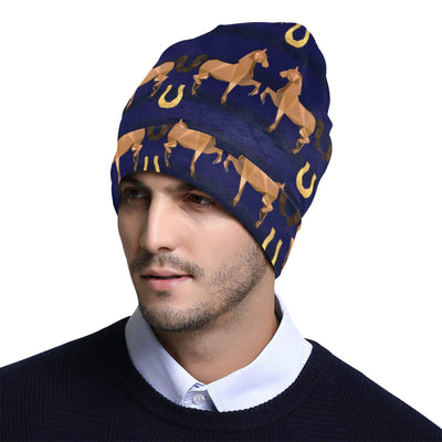 Horse Luxury Themed Pattern Print Unisex Beanie