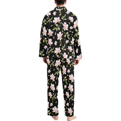 Magnolia Pattern Print Design MAG01 Men's Long Sleeve Pajama Set