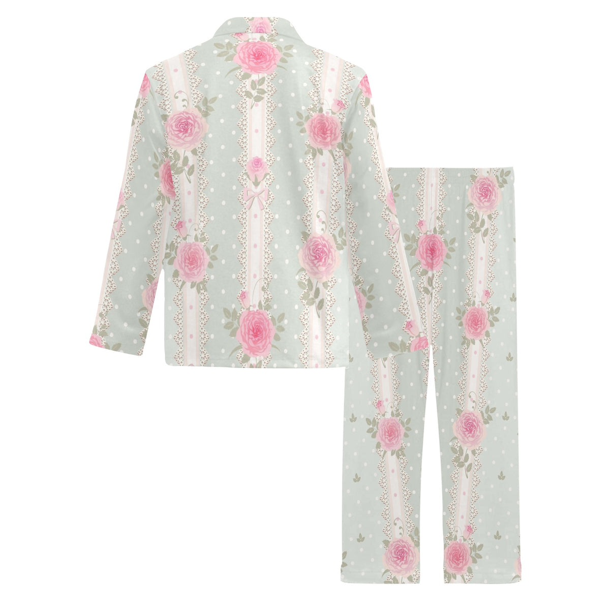 Rose Pattern Print Design RO016 Men's Long Sleeve Pajama Set