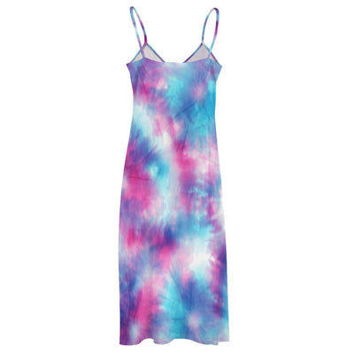 Tie Dye Blue Pink Long Maxi Dress