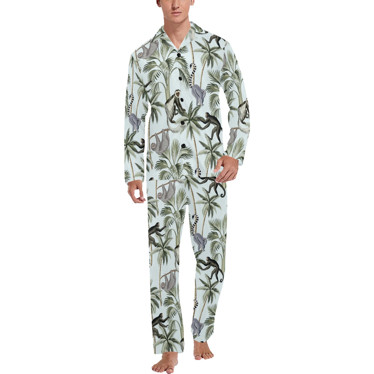 Rainforest Pattern Print Design RF04 Men's Long Sleeve Pajama Set