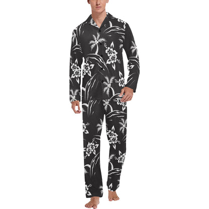 Palm Tree Pattern Print Design PT02 Men's Long Sleeve Pajama Set