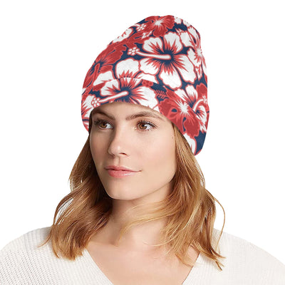 Red Hibiscus Pattern Print Design HB01 Unisex Beanie