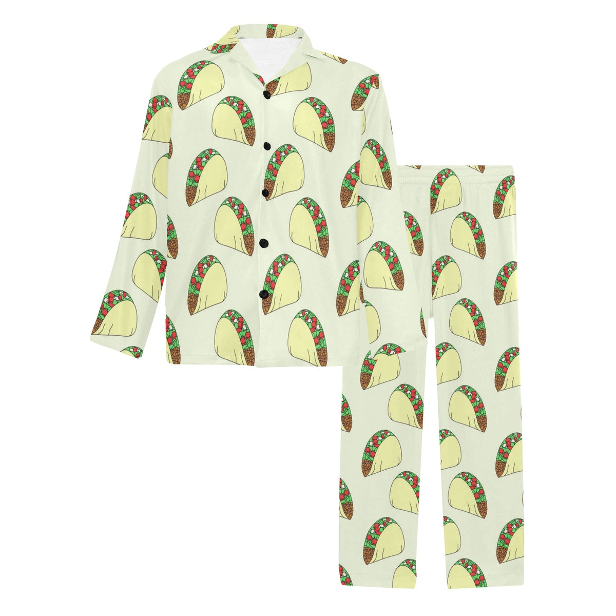 Taco Pattern Print Design TC05 Men's Long Sleeve Pajama Set