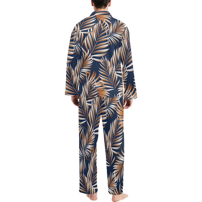 Tropical Flower Pattern Print Design TF07 Men's Long Sleeve Pajama Set