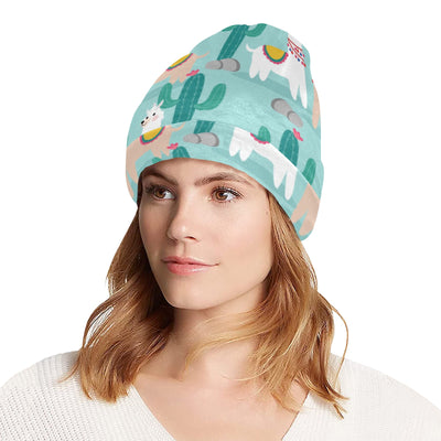 Llama Cactus Pattern Print Design 08 Unisex Beanie