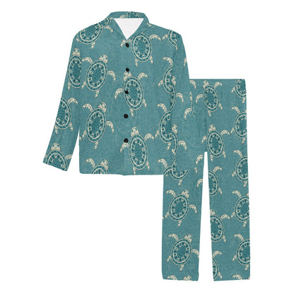 Sea Turtle Pattern Print Design T02 Men's Long Sleeve Pajama Set