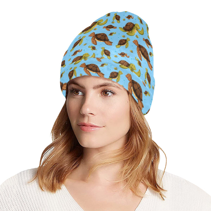 Hello Sea Turtle Print Pattern Unisex Beanie