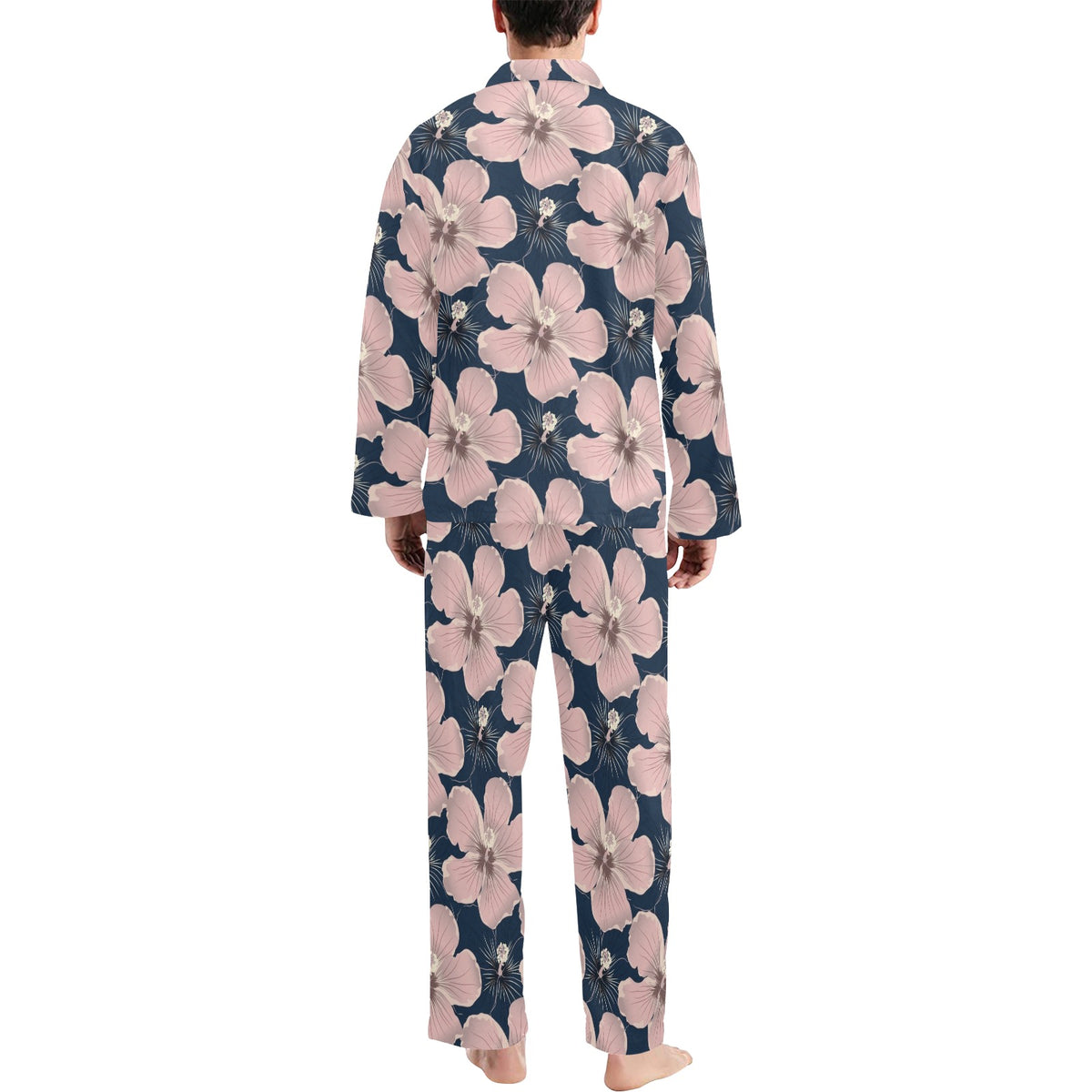 Plumeria Pattern Print Design PM018 Men's Long Sleeve Pajama Set