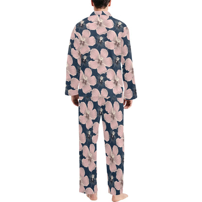 Plumeria Pattern Print Design PM018 Men's Long Sleeve Pajama Set